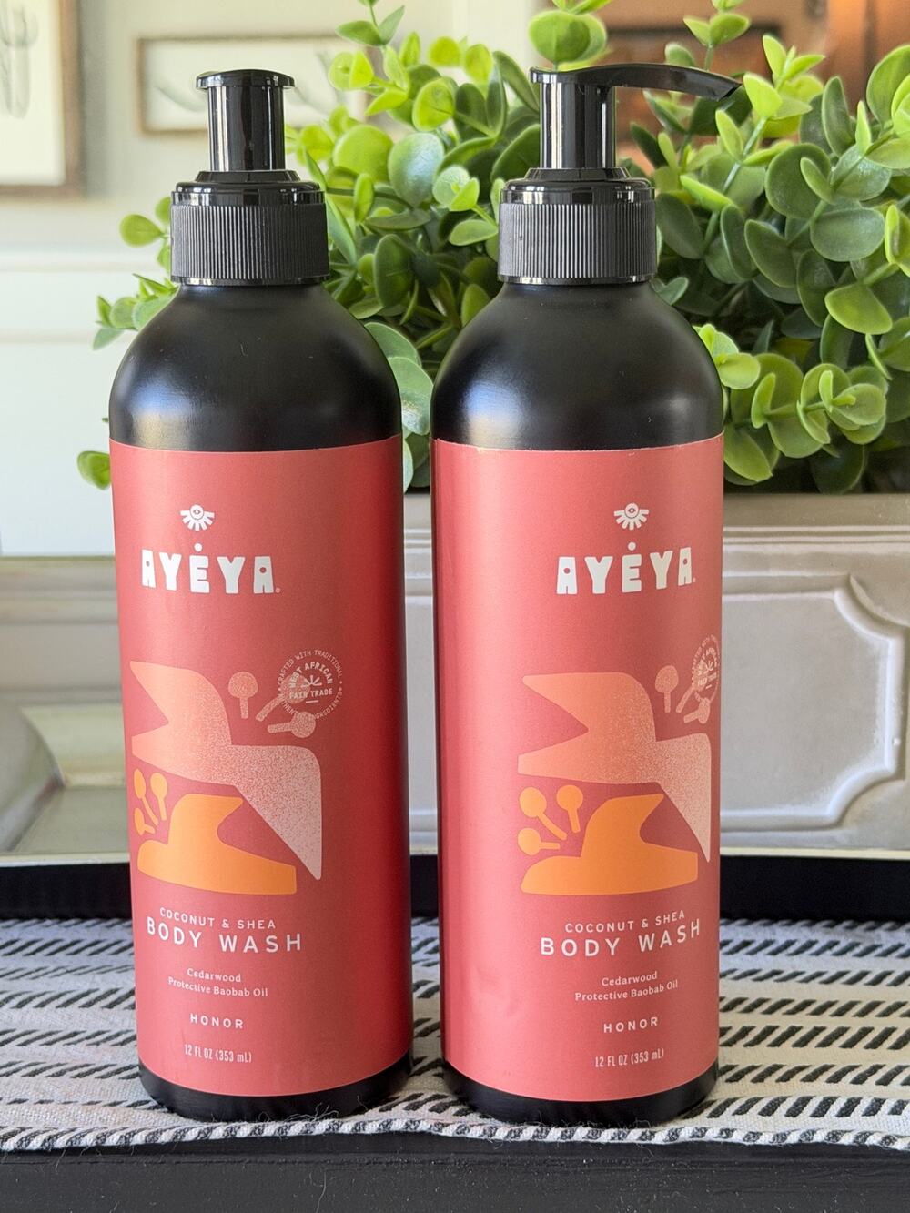 AYÉYA Honor Body Wash 12oz 2-Pack Coconut Shea Baobab Oil Vegan New